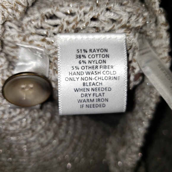 LOFT Silver and Tan Knit Short Sleeve Sweater - Picture 3 of 3